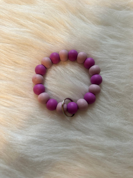 Purple Beaded Keychain