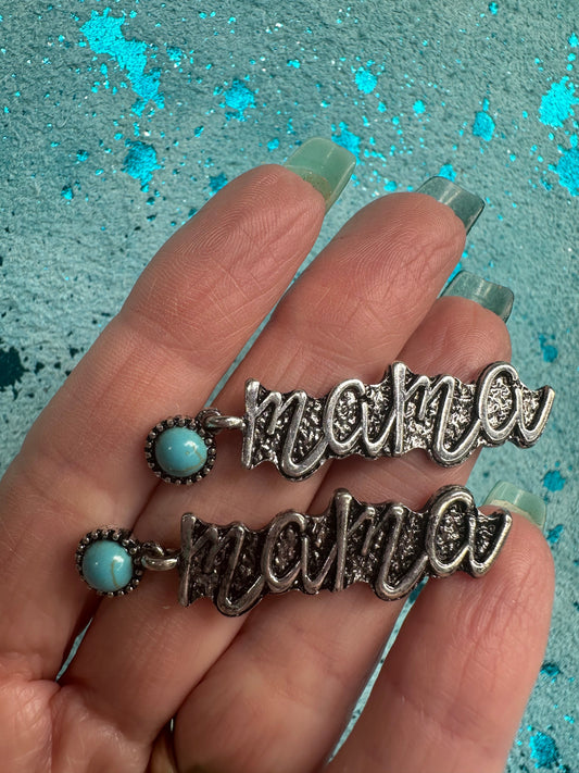 Mama Earrings w/turquoise Stone