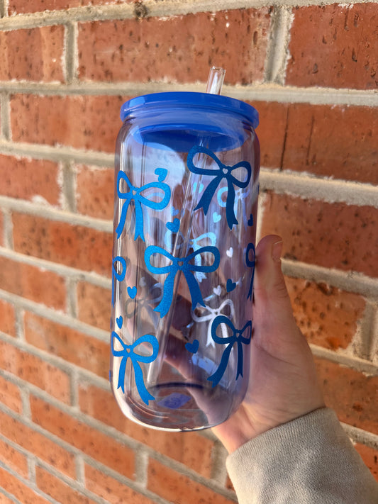 Blue Bow Glass Cup