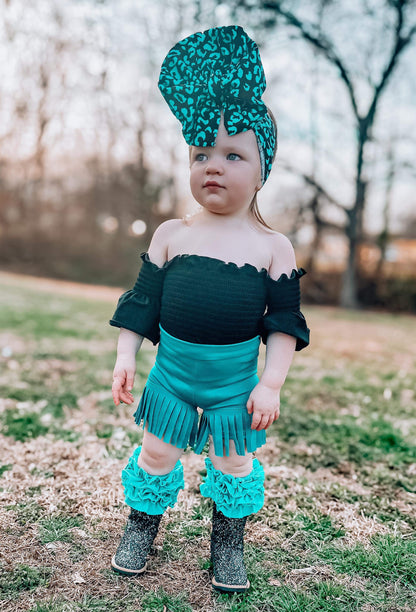 Turquoise Fringe Shorts