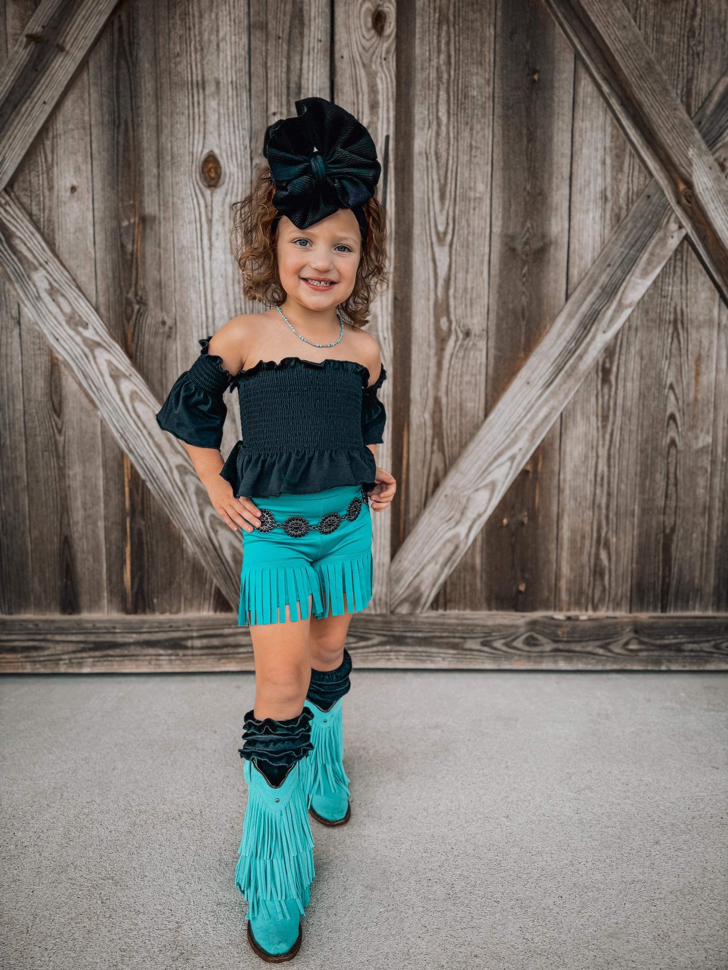 Turquoise Fringe Shorts