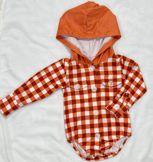 Burnt Orange Plaid Button Up